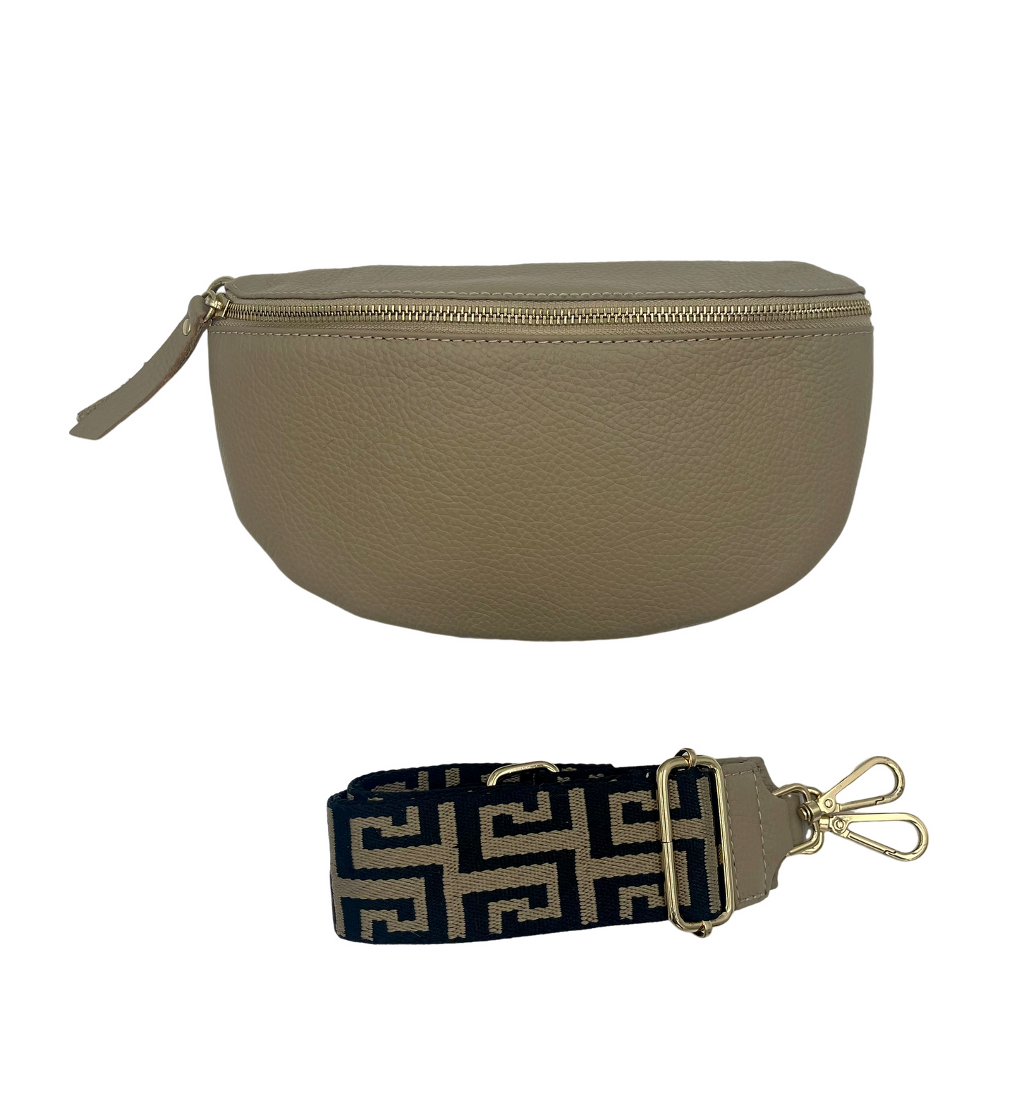 Sling Bag - beige with beige and black strap