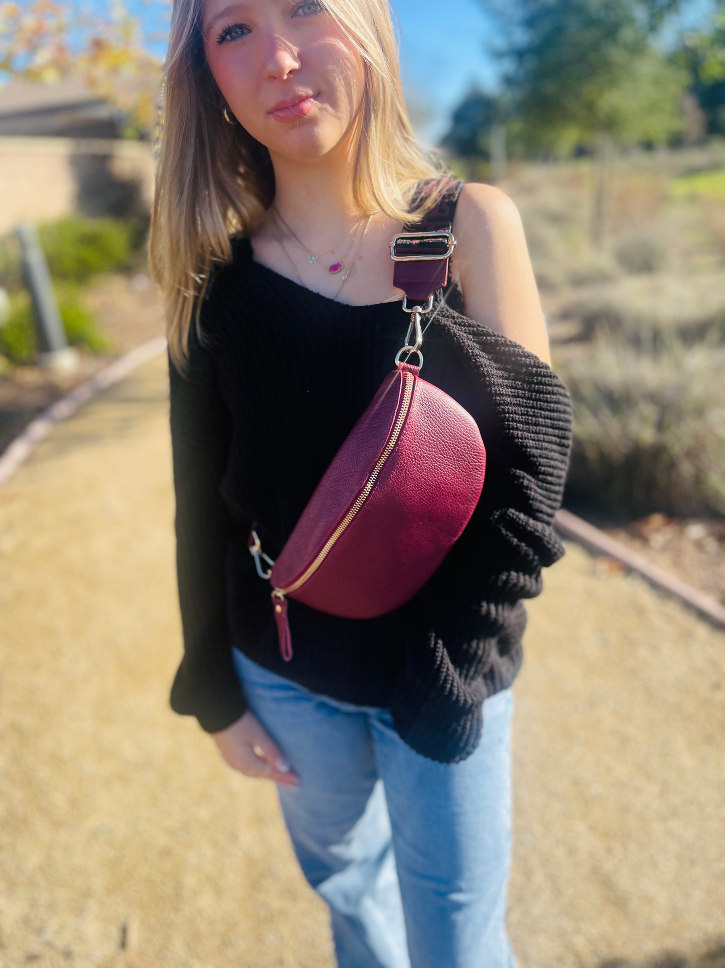 Sling Bag - wine with black and wine strap