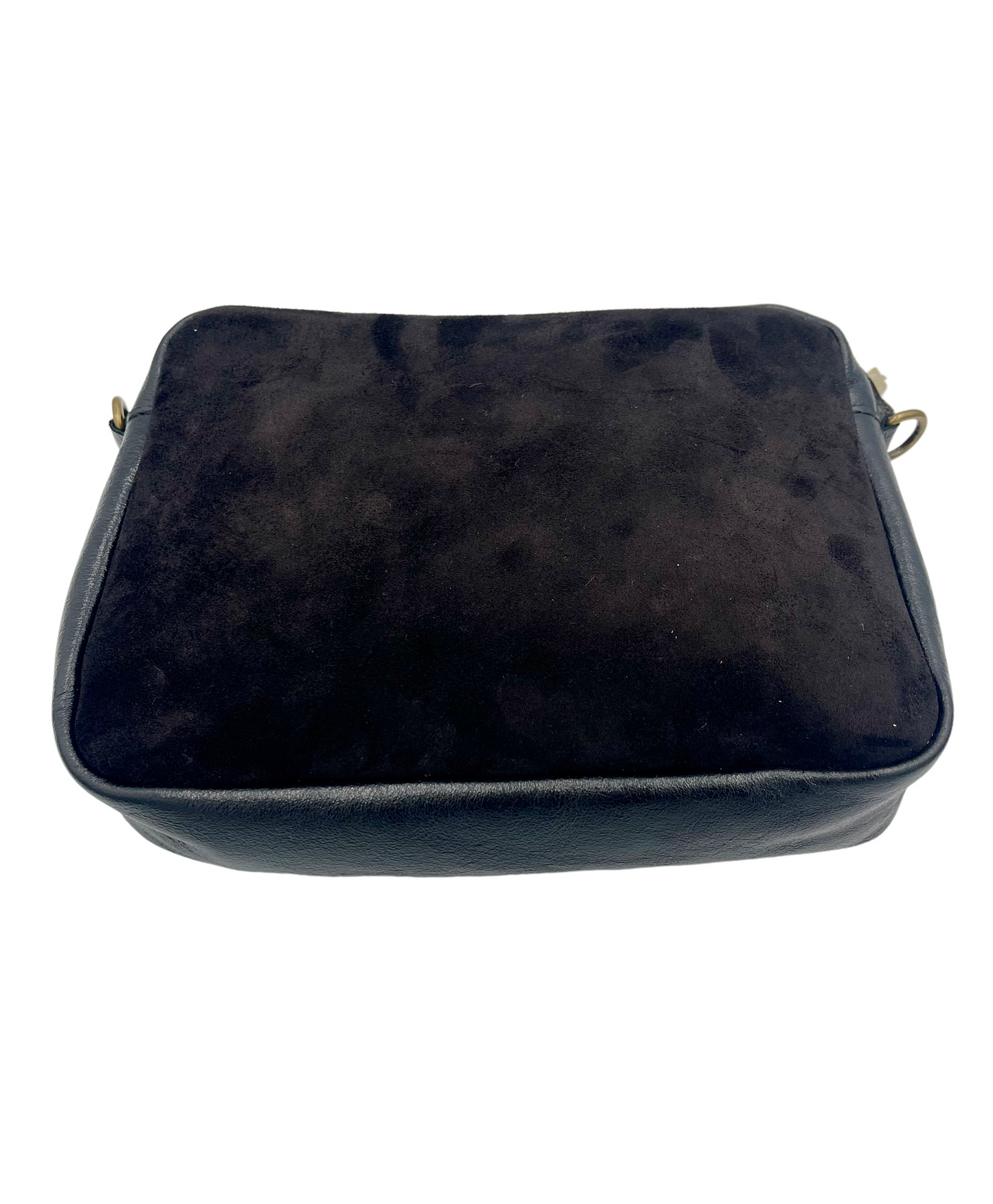 Pony Crossbody Bag - black suede and pony with black strap