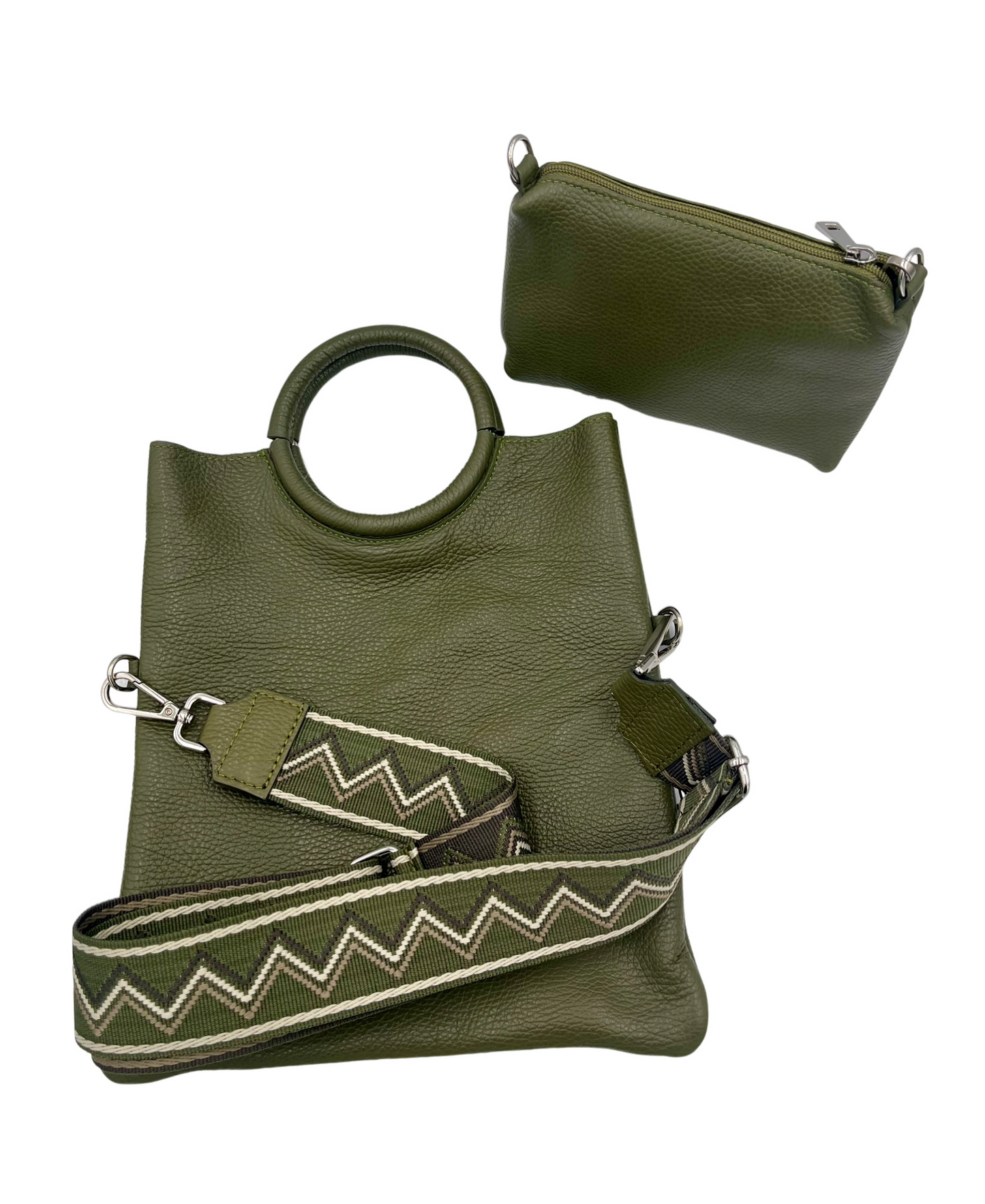 Modern Crossbody Bag - olive with olive strap