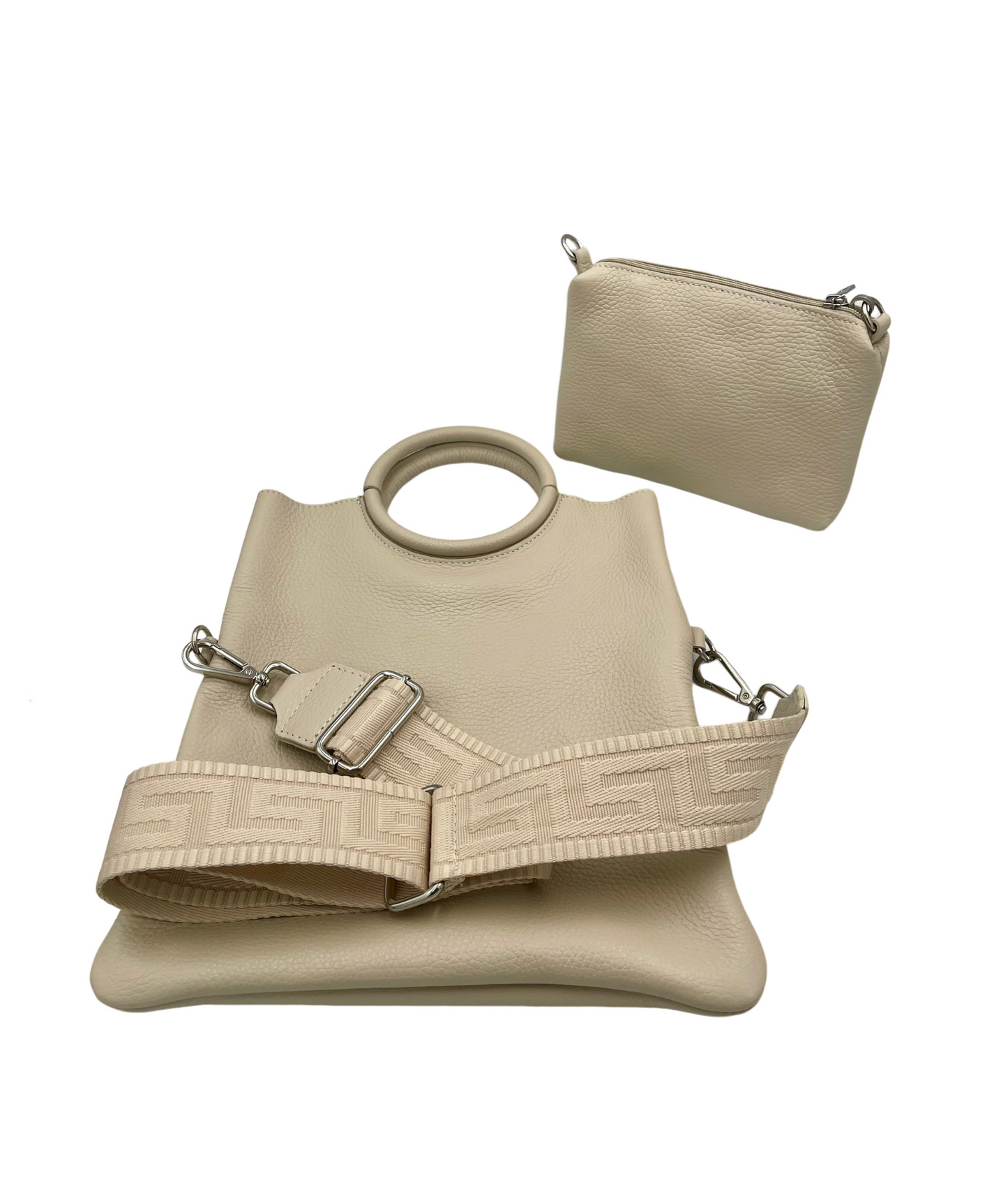 Modern Crossbody Bag - cream with cream strap