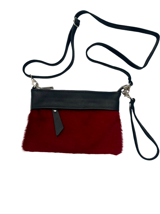 Pony Crossbody / Wristlet Bag - red pony with leather strap