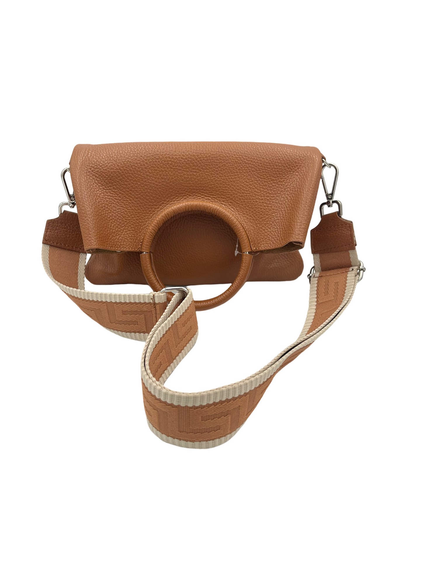 Modern Crossbody Bag - cognac with cognac and cream strap