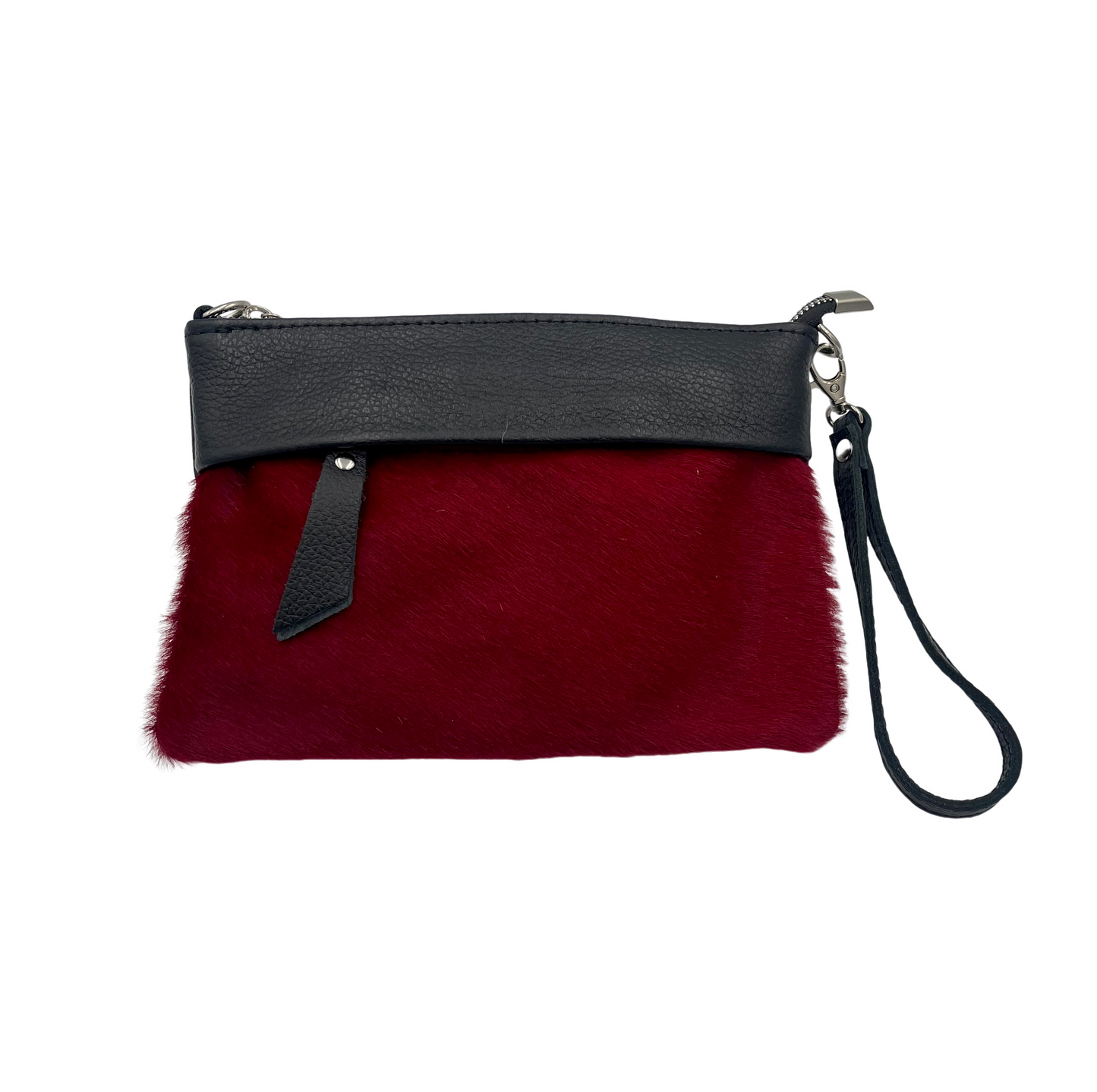 Pony Crossbody / Wristlet Bag - red pony with leather strap