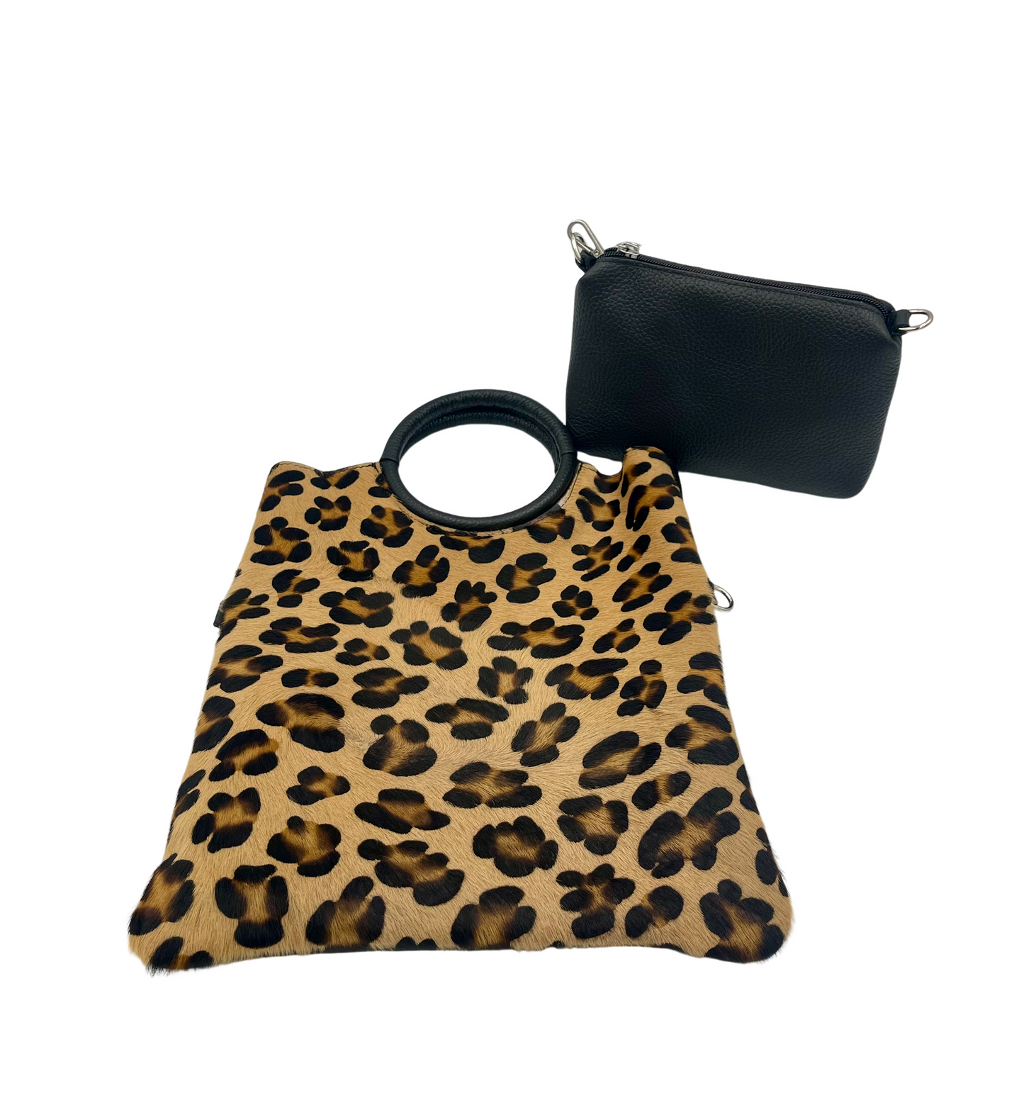 Modern Crossbody Bag - leopard with black strap