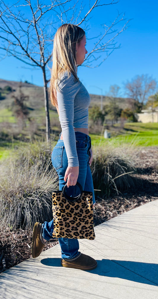 Modern Crossbody Bag - leopard with black strap