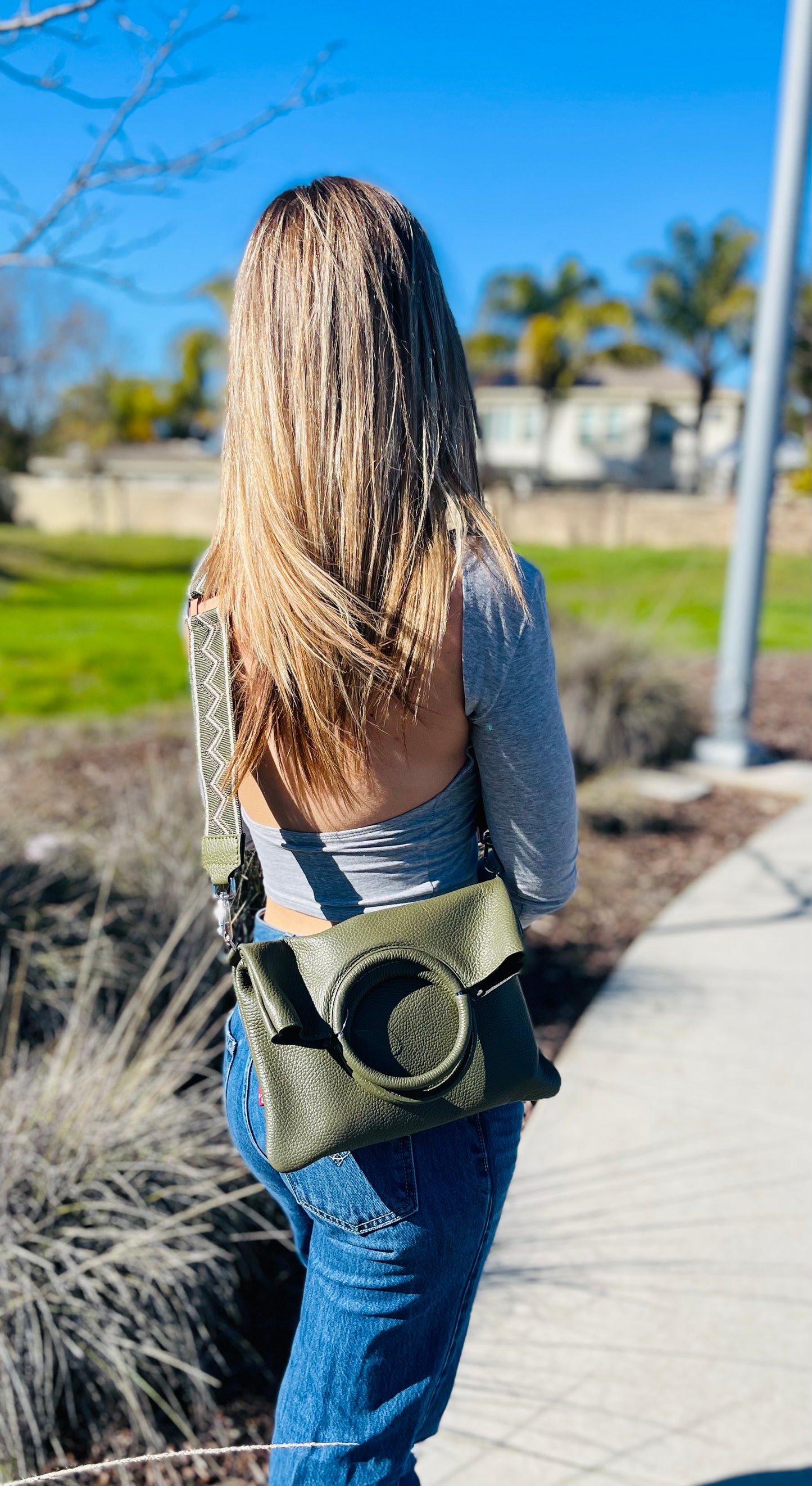 Modern Crossbody Bag - olive with olive strap