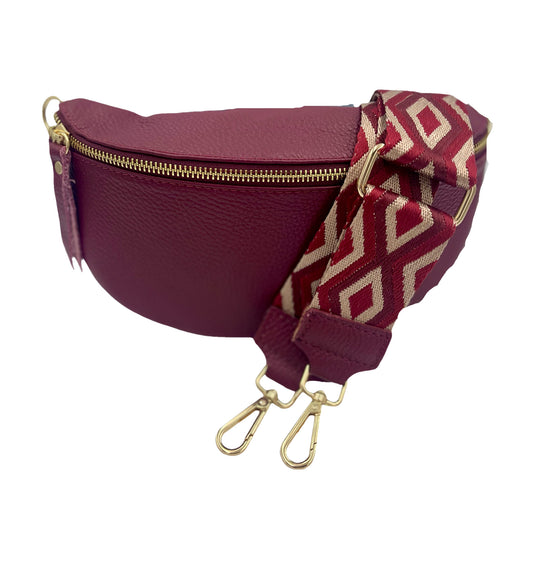 Sling Bag -wine with wine and cream strap