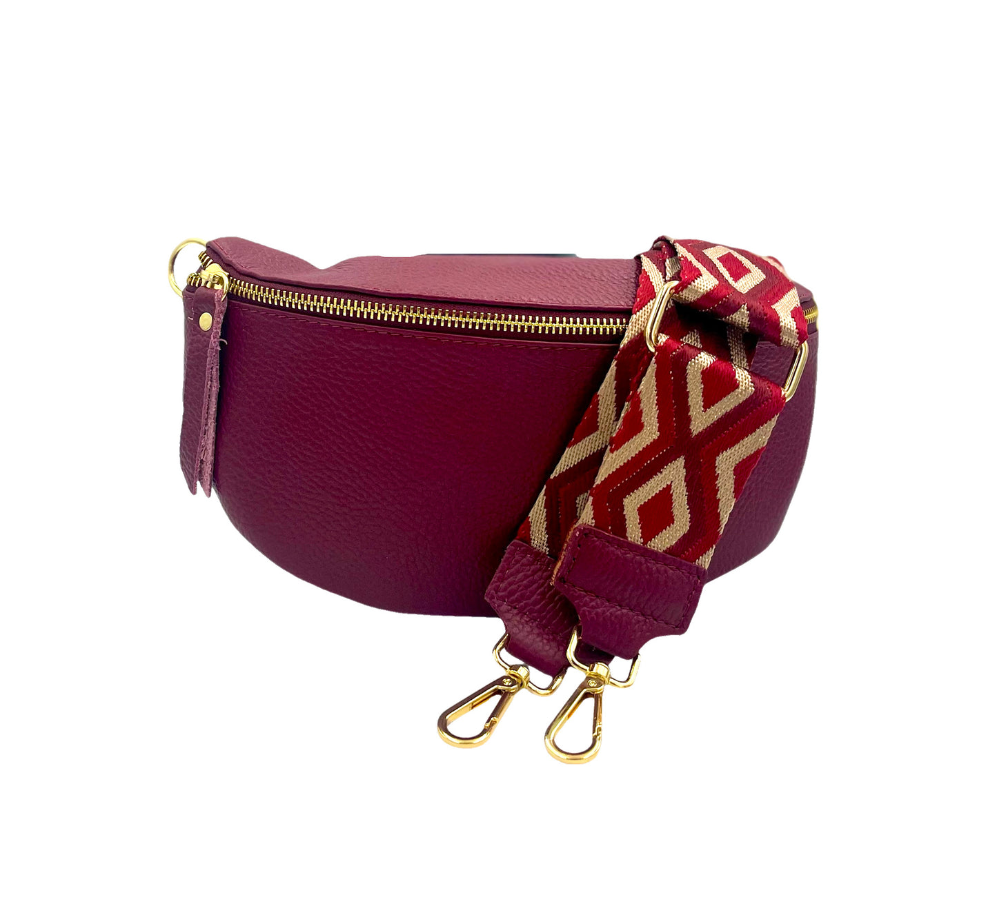 Sling Bag -wine with wine and cream strap