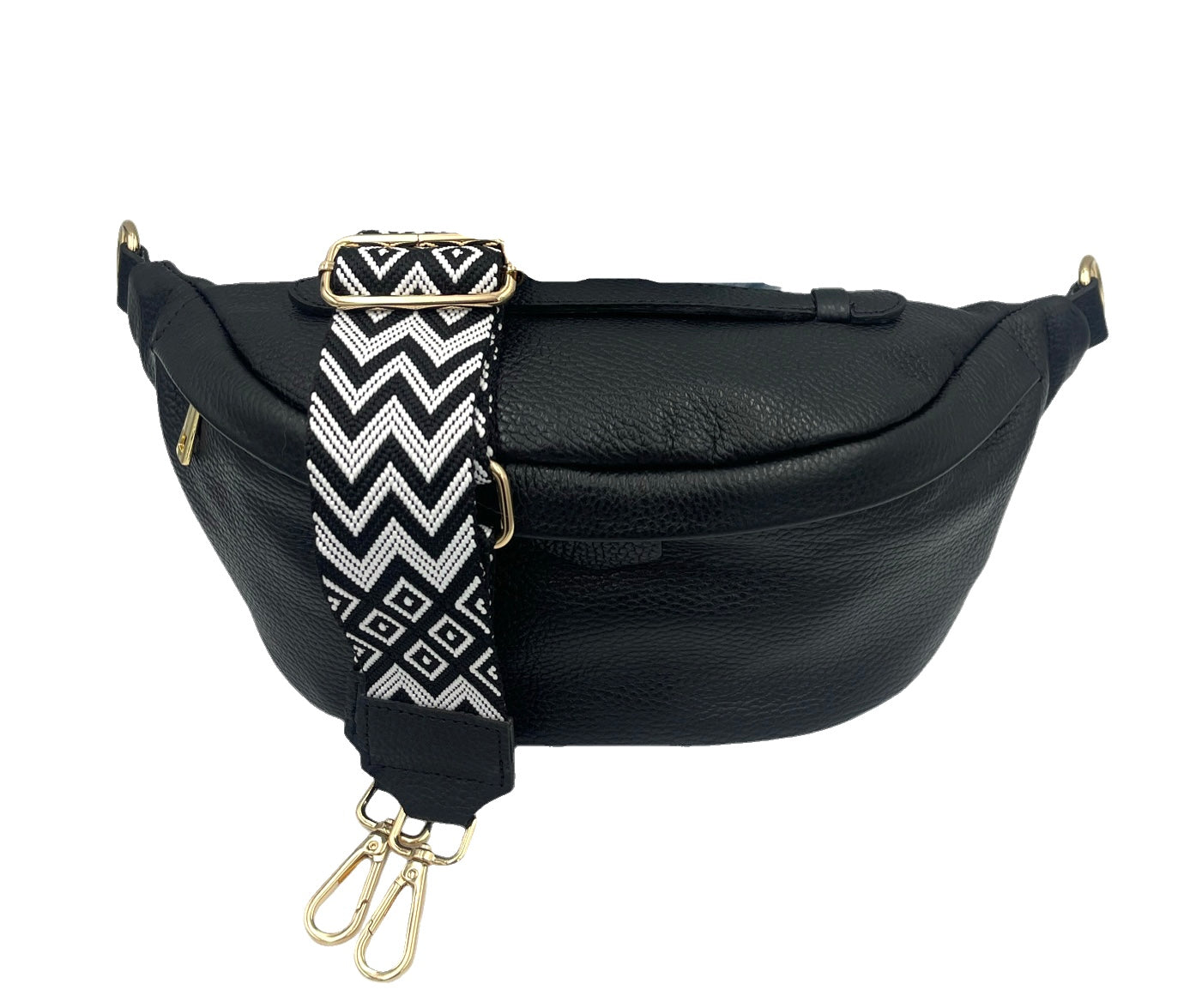 Sling Bag - large black sling with white and black strap