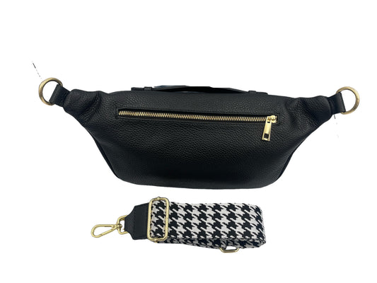 Sling Bag - large black sling with white and black strap