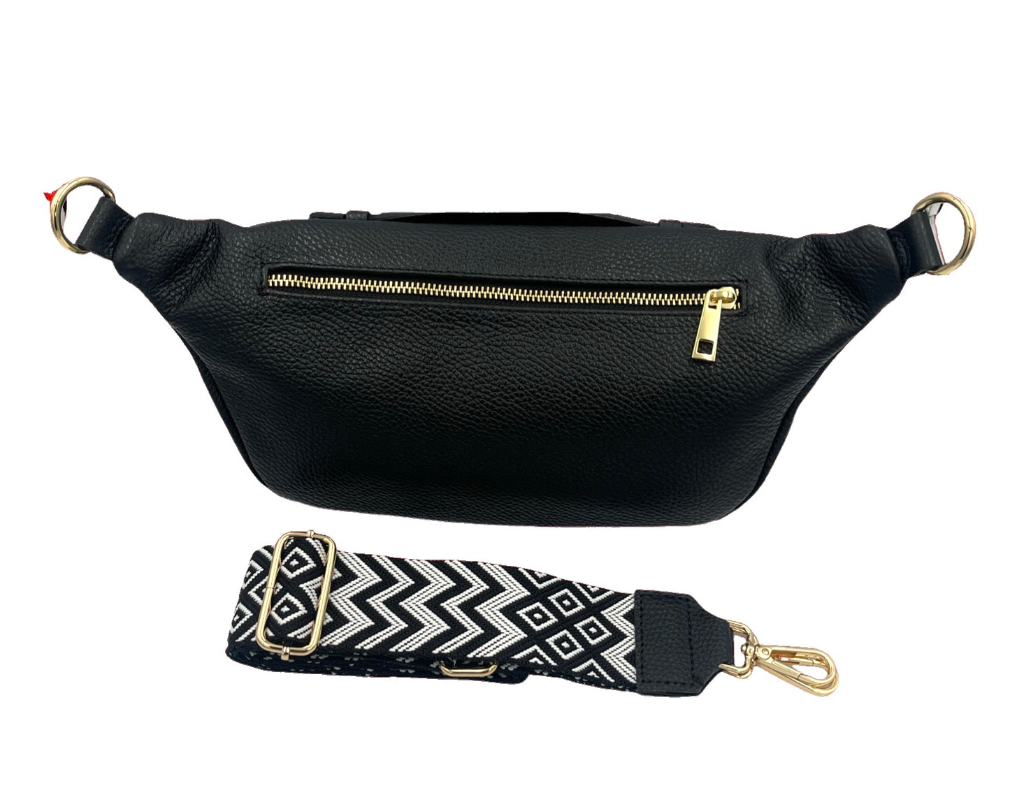 Sling Bag - large black sling with white and black strap