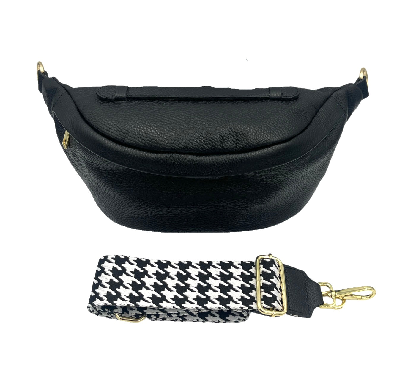 Sling Bag - large black sling with white and black strap