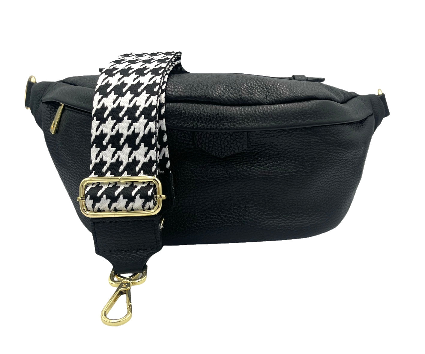 Sling Bag - large black sling with white and black strap