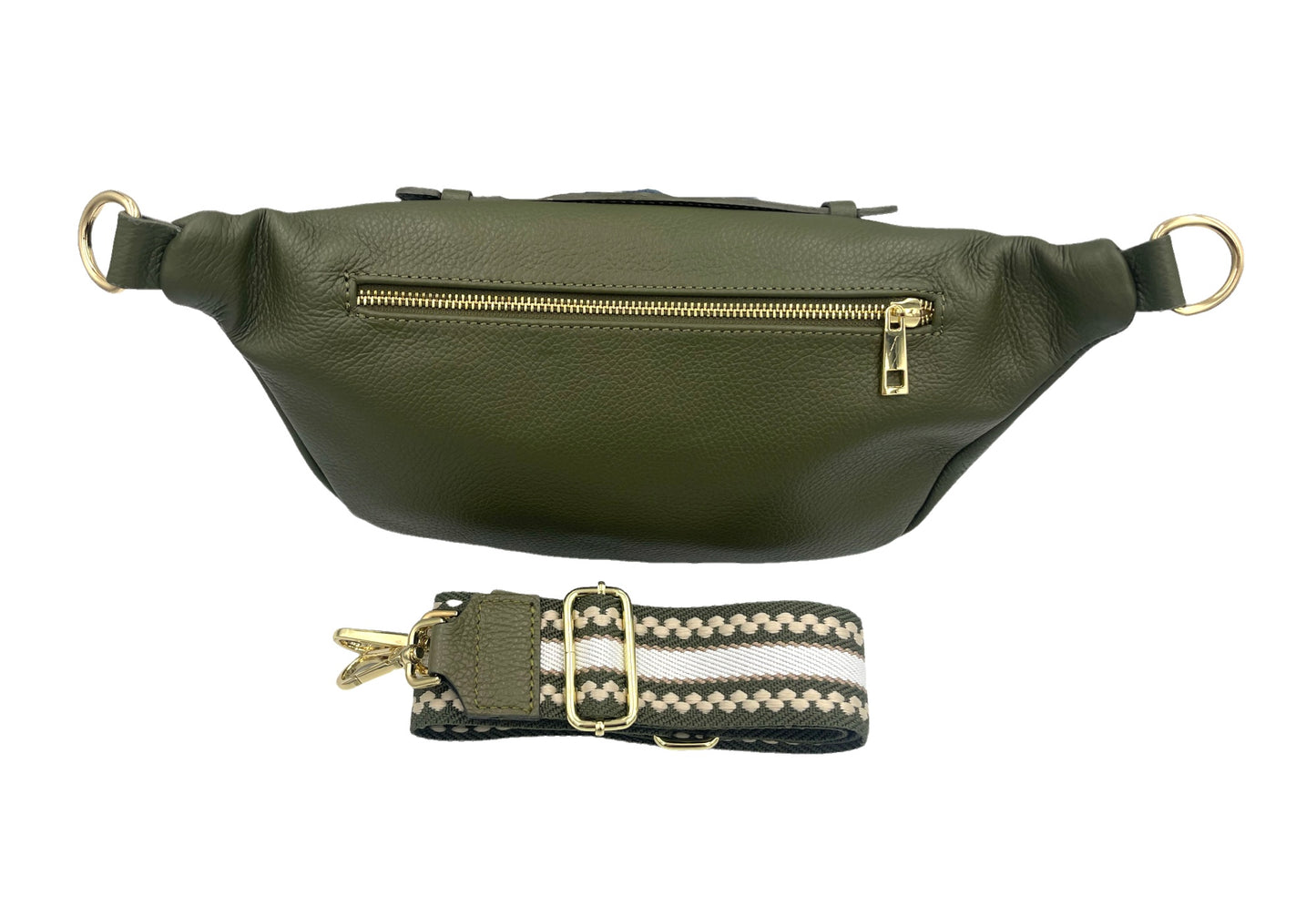 Sling Bag - large olive sling with cream and olive strap