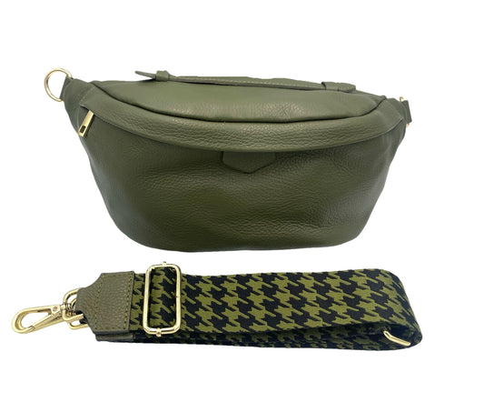 Sling Bag - large olive sling with black and olive strap