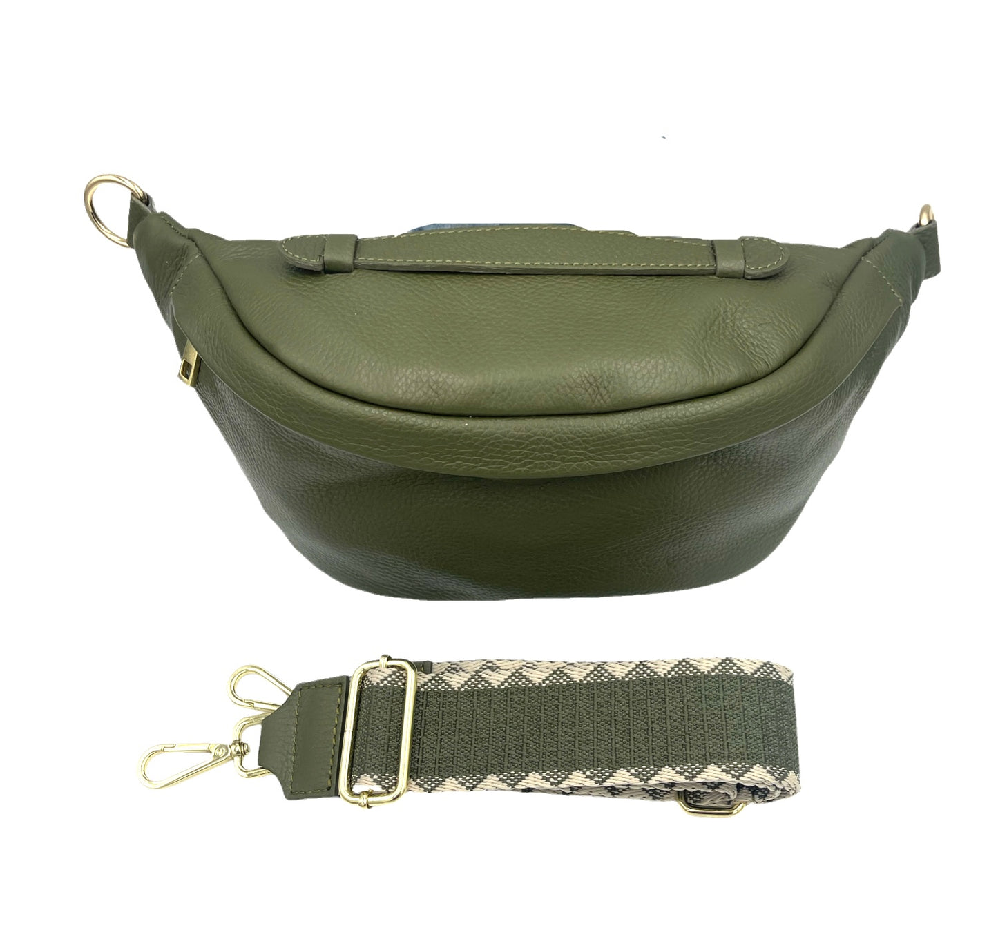 Sling Bag - large olive sling with cream and olive strap