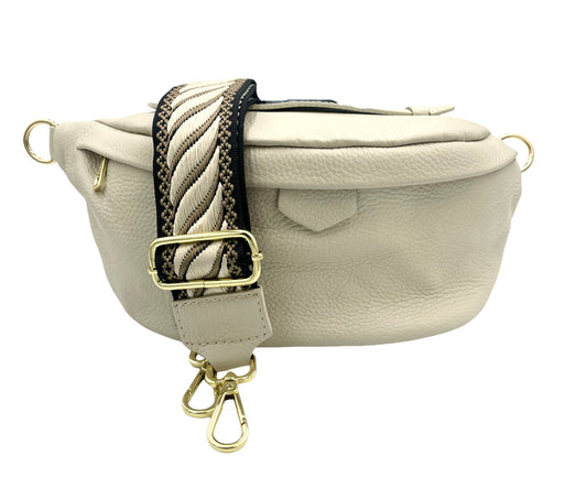 Sling Bag - large cream sling with cream and black strap