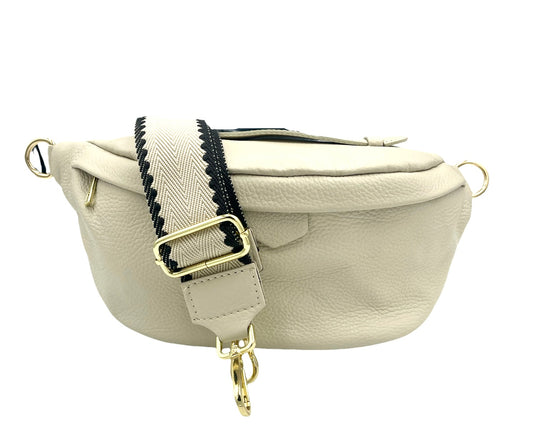 Sling Bag - large cream sling with cream and black strap